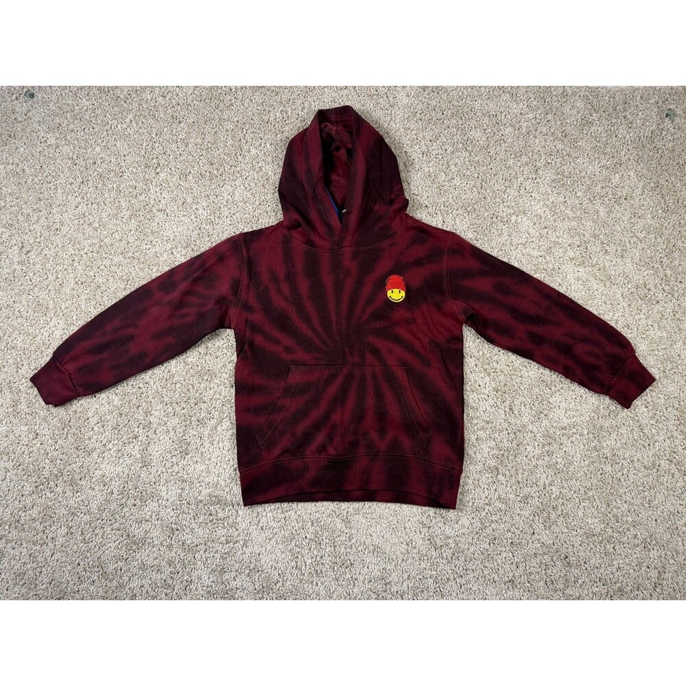 Eighty Eight Brand Kids Size 6 Tie Dye Hoodie Burgundy Smiley Face Pullover NWT